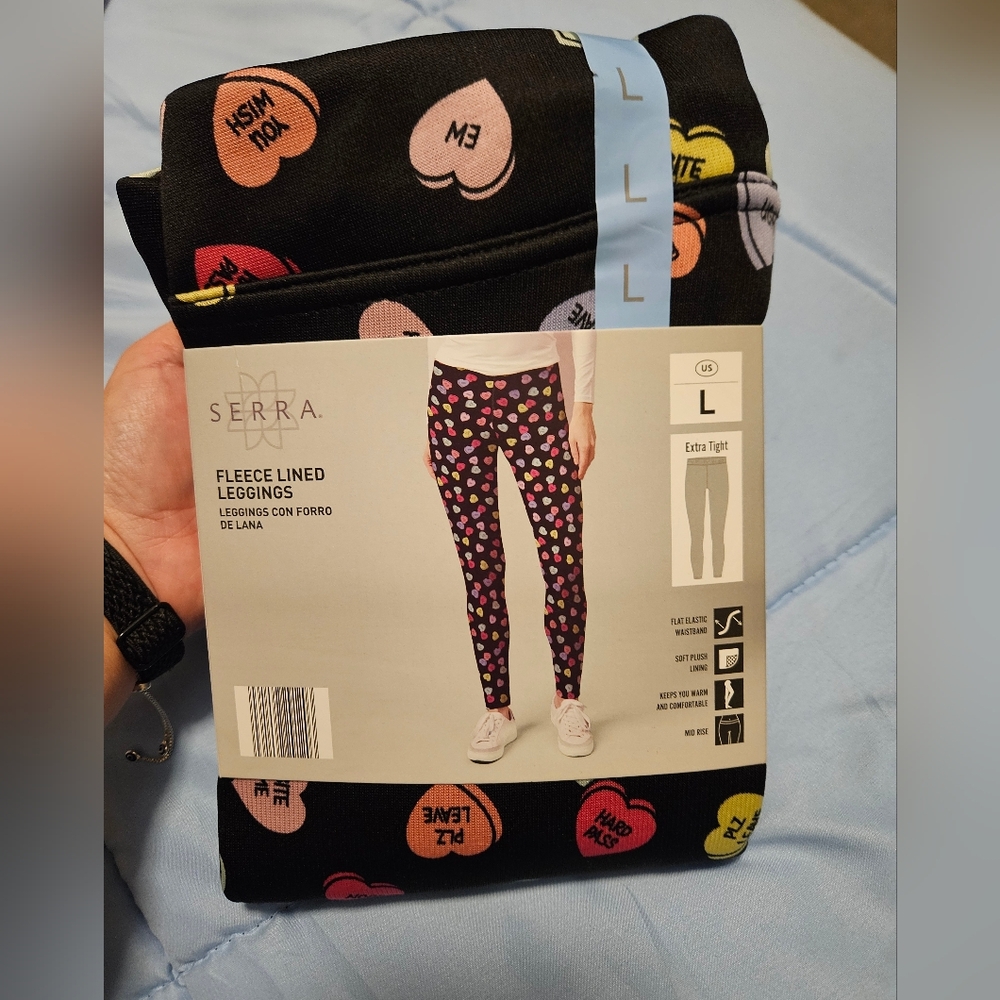 Serra Black Leggings with Colorful Heart Design